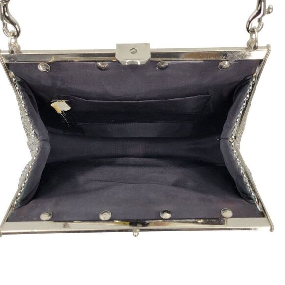 Vintage Whiting & Davis Crossbody Bag Metal Mesh Frame Clasp Silver Metallic - Picture 5 of 13